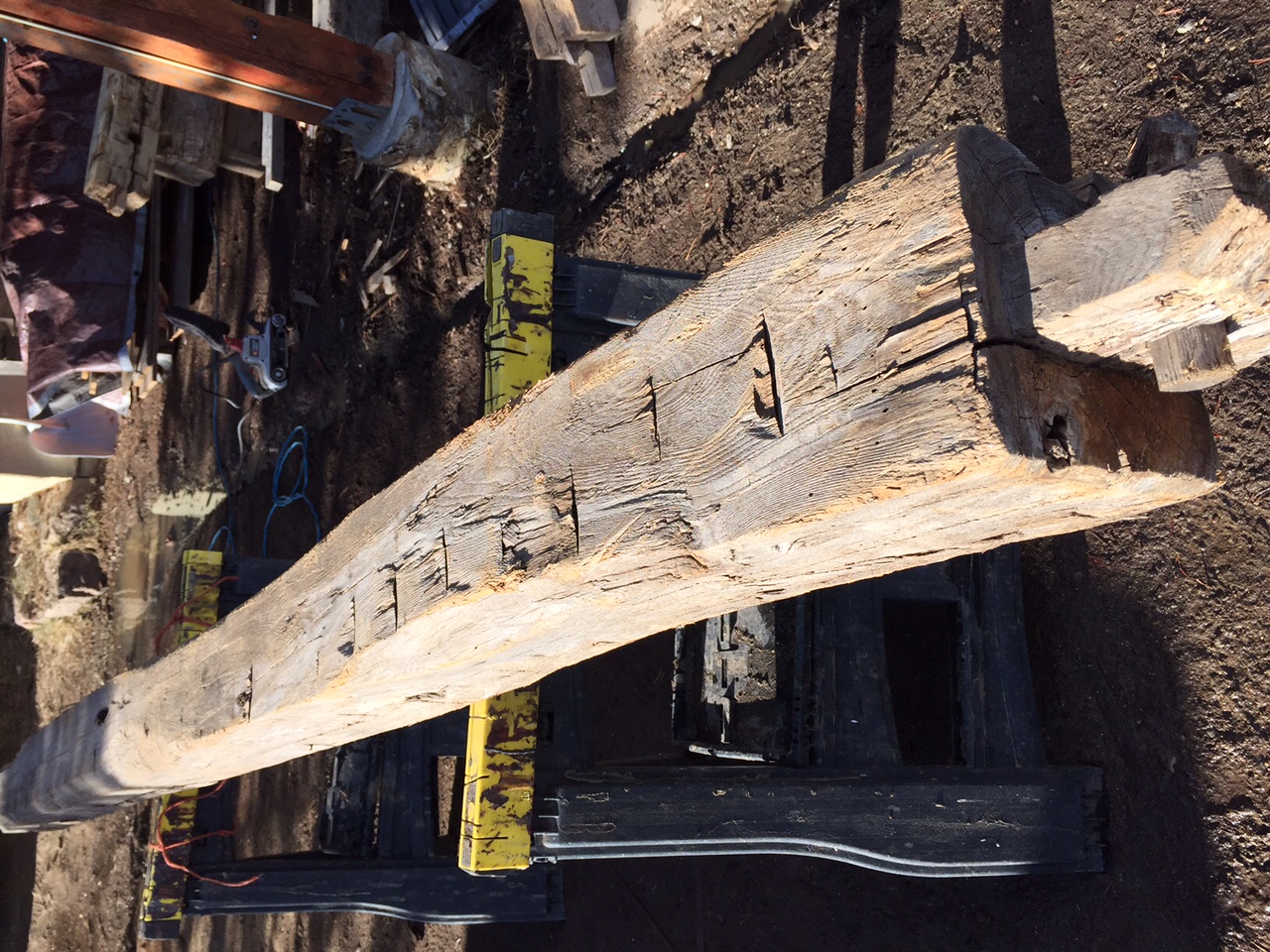 Reclaimed wood products, hand-hewn beam